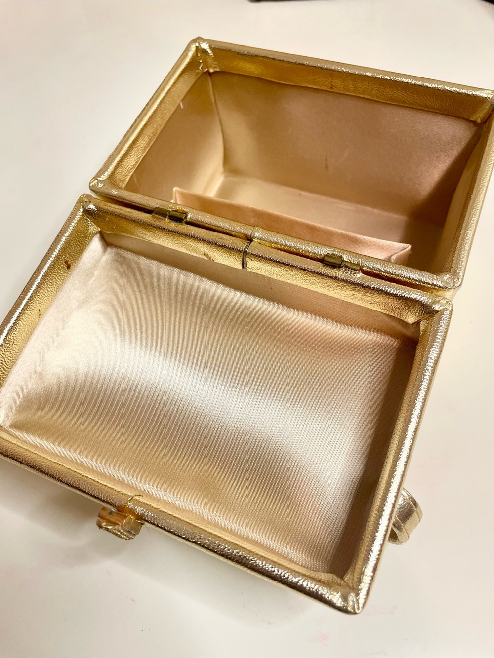 Harry Levine Metallic Gold Mini Top-Handle Box Bag - Picture 8 of 10